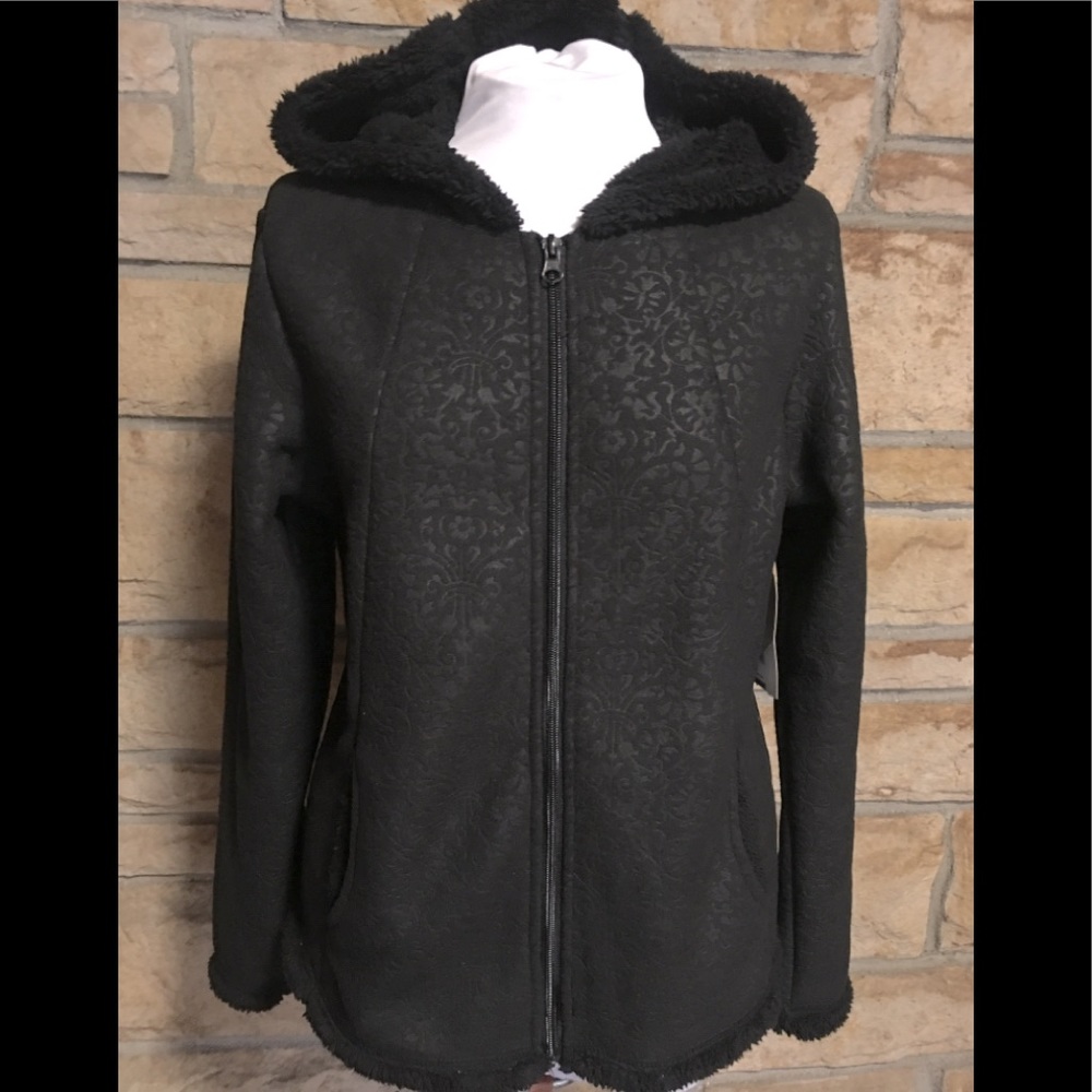 Black Filigree pattern embossed jacket.